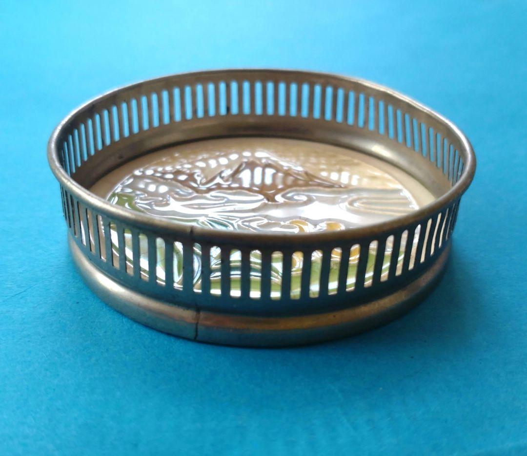 大正〜昭和初期　ガラスコースター　マジョリカタイル　アンティーク　5個セット