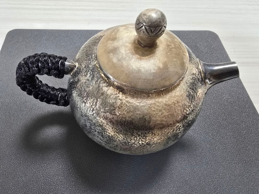 純銀製ハンマード急須 243g 直径約10cm