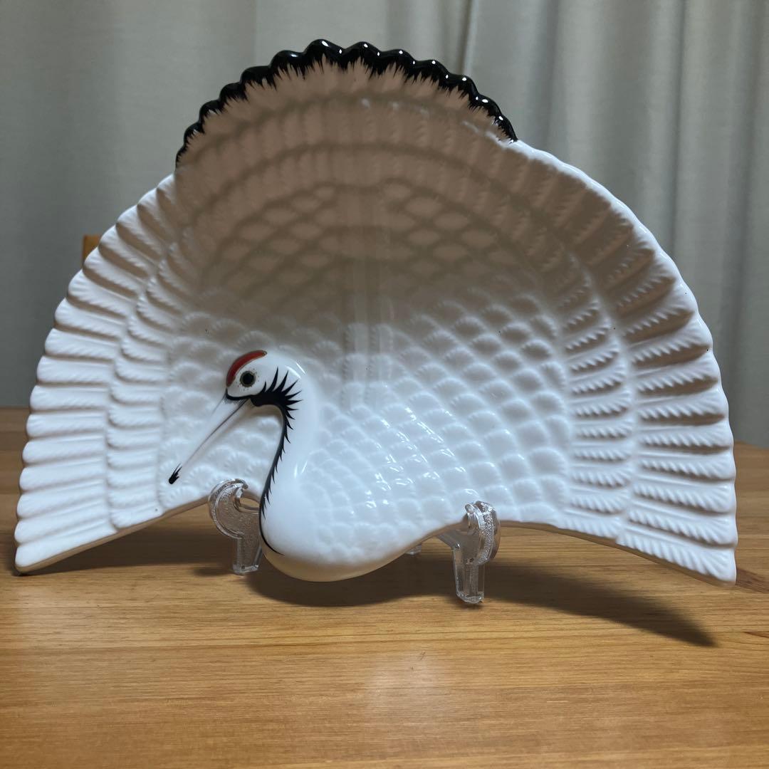 珍品 福寿堂 平安瑞香造 雅陶 『鶴』 鶴型皿 飾り皿