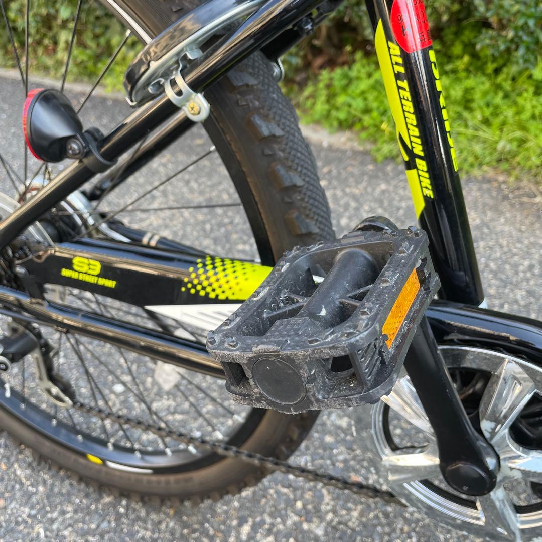 キッズバイク 黒と黄色 アサヒ　前部バスケット付き　26インチ