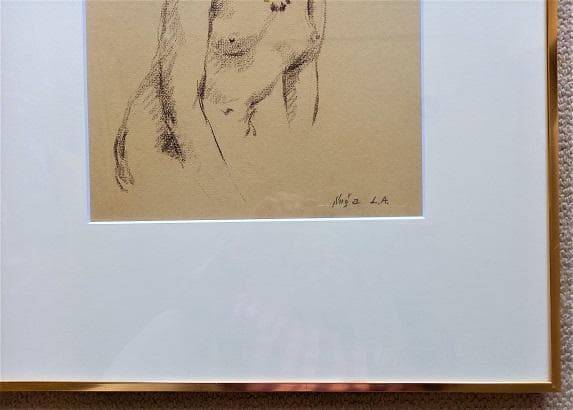 菅沼金六　パステル画「裸婦」　物故作家　真作