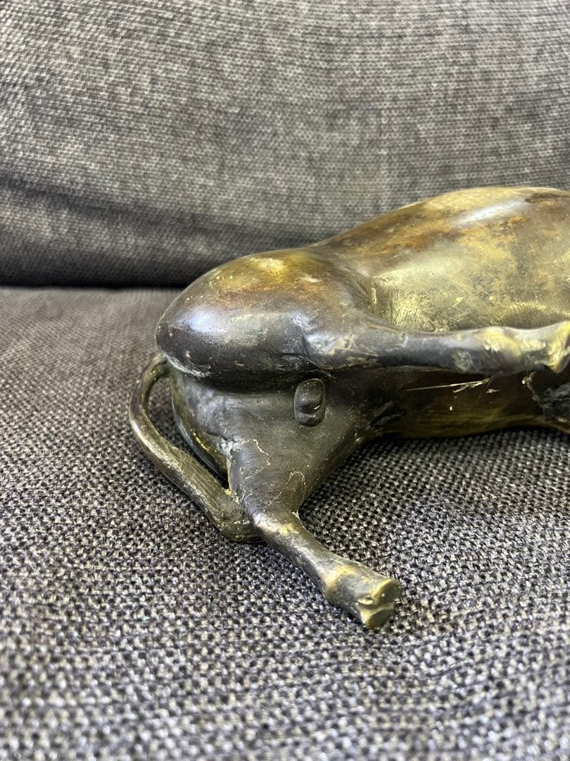 真鍮製】老子 牛乗り像 ブロンズ置物 道教 縁起物