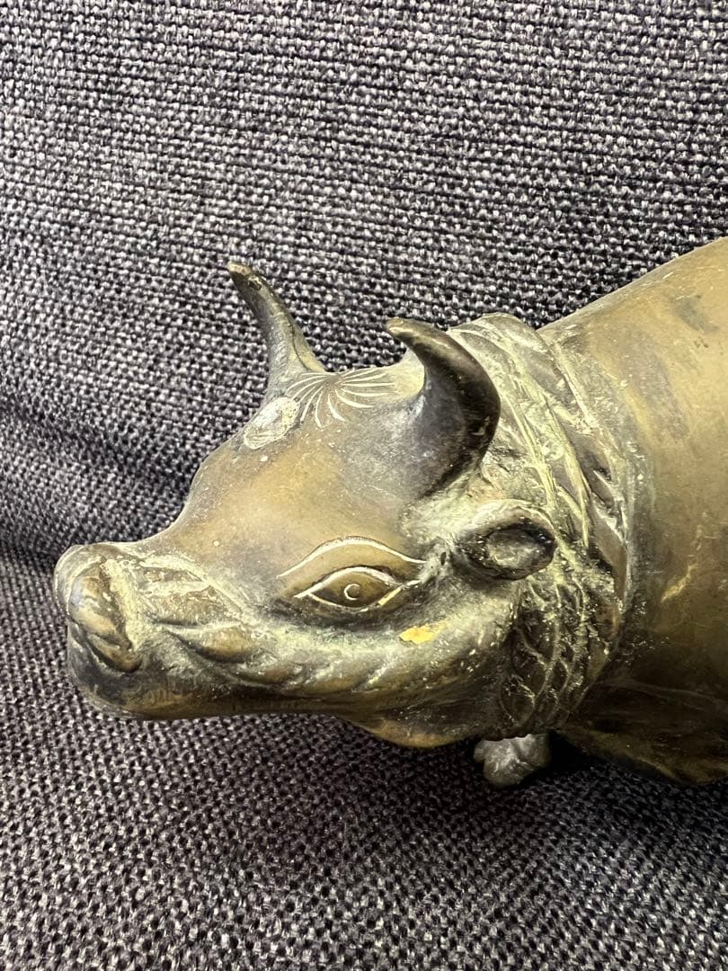 真鍮製】老子 牛乗り像 ブロンズ置物 道教 縁起物