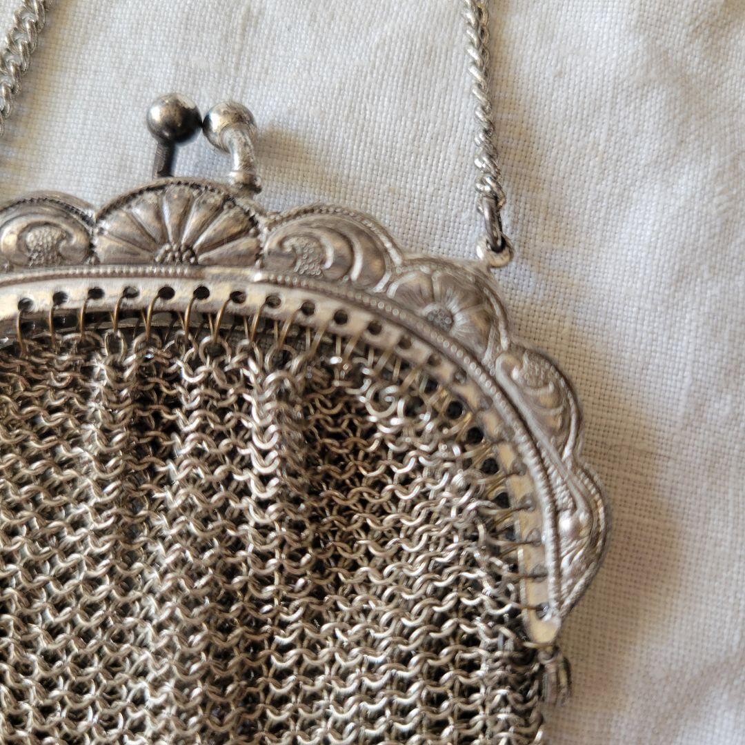 フランス　アンティーク　メタルメッシュパース　シャトレーン