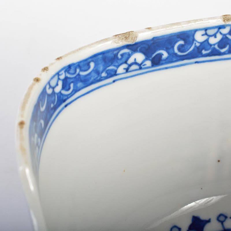 中国　青花　四君子文　四方鉢　時代箱付　M　R6432