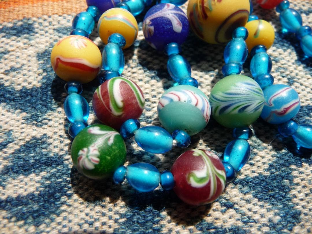 【なまひよ】アンティーク　和玉　ひと繋ぎ　江戸とんぼ玉