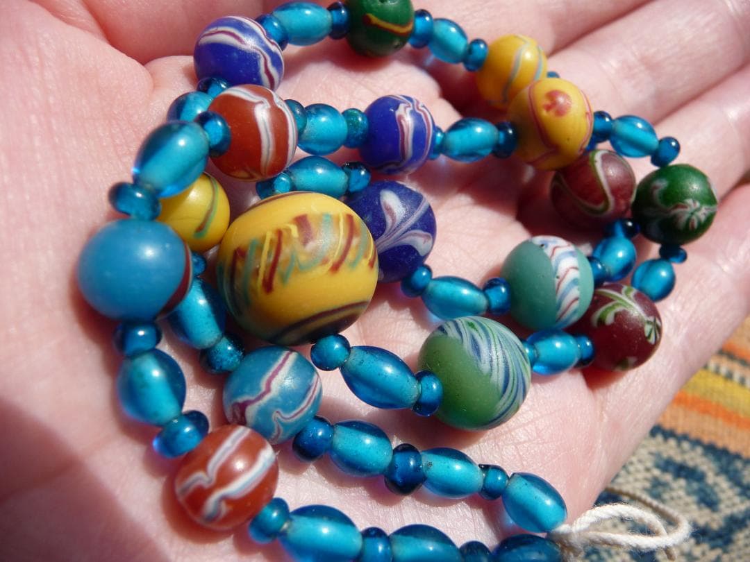 【なまひよ】アンティーク　和玉　ひと繋ぎ　江戸とんぼ玉