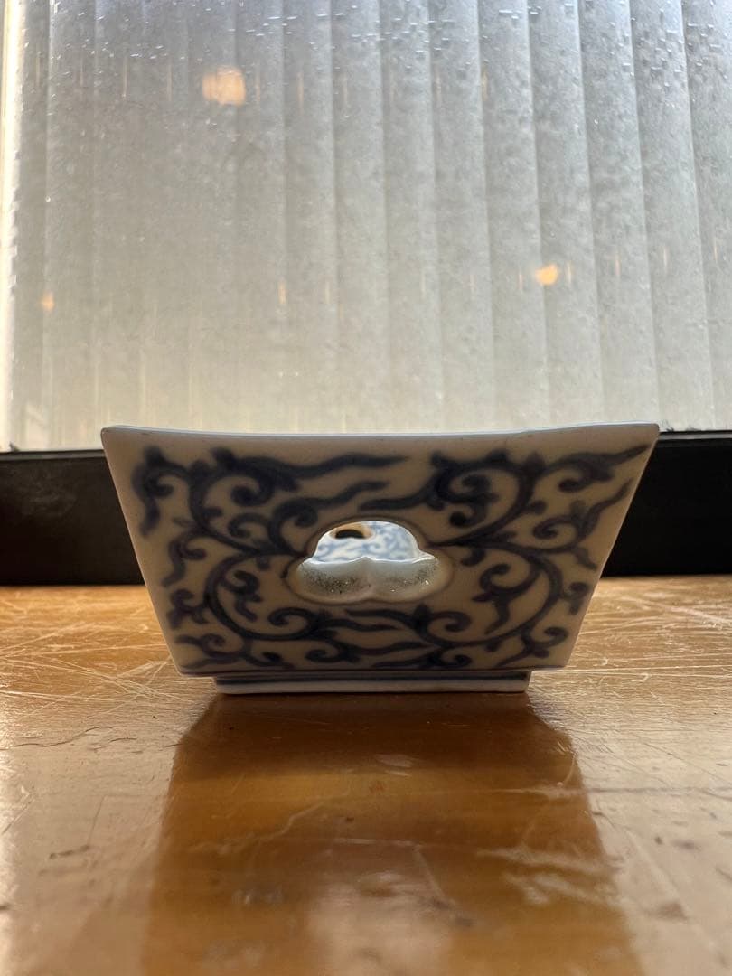 古伊万里　筆船　筆置き　染付　花唐草　文具　アンティーク　古道具