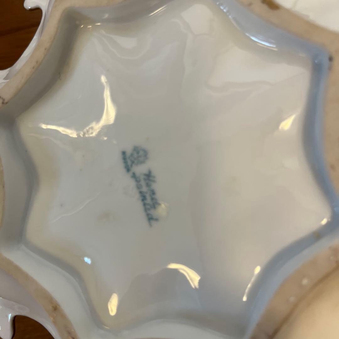 期間限定最終処分特価オールドノリタケメープル裏印変形ボール　金点盛り薔薇の絵の美