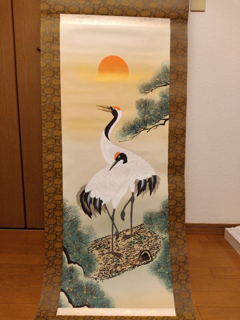 鶴泉　掛け軸　松上鶴