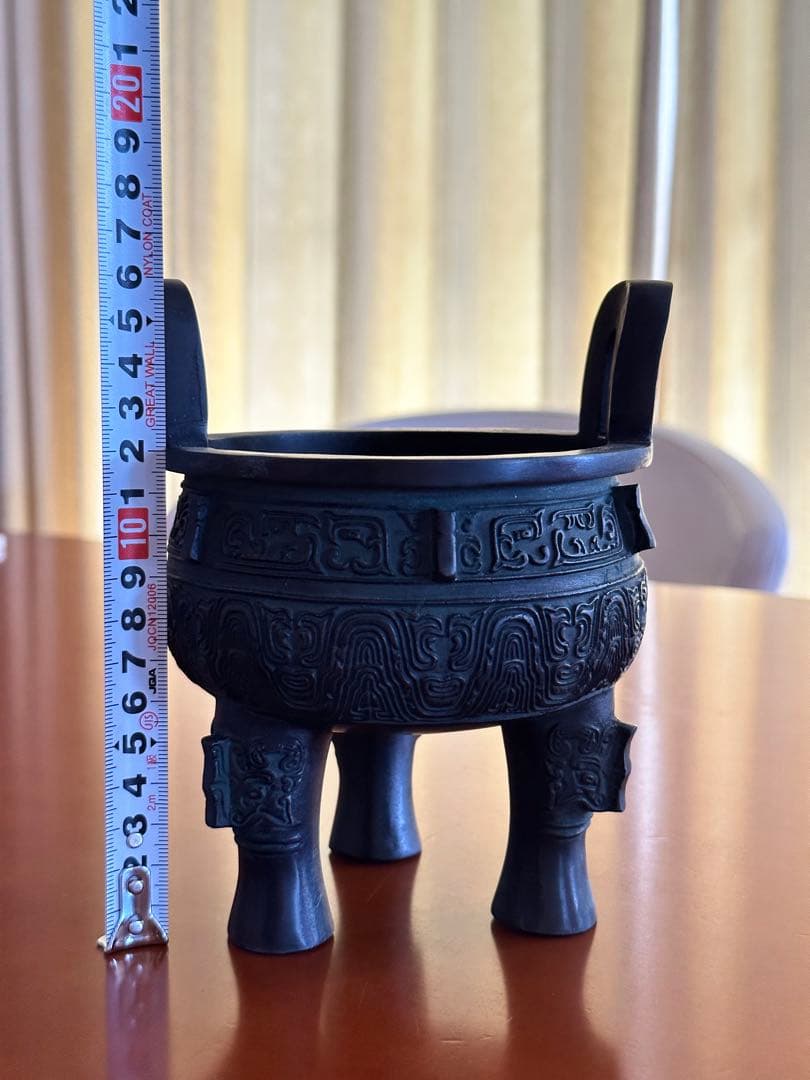 青銅製 鼎 商獣面紋 アンティーク