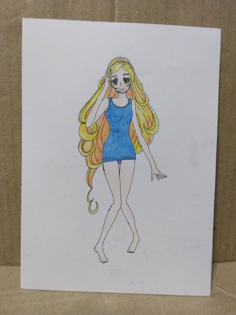 アニメスタイル人物画 金髪キャラクター