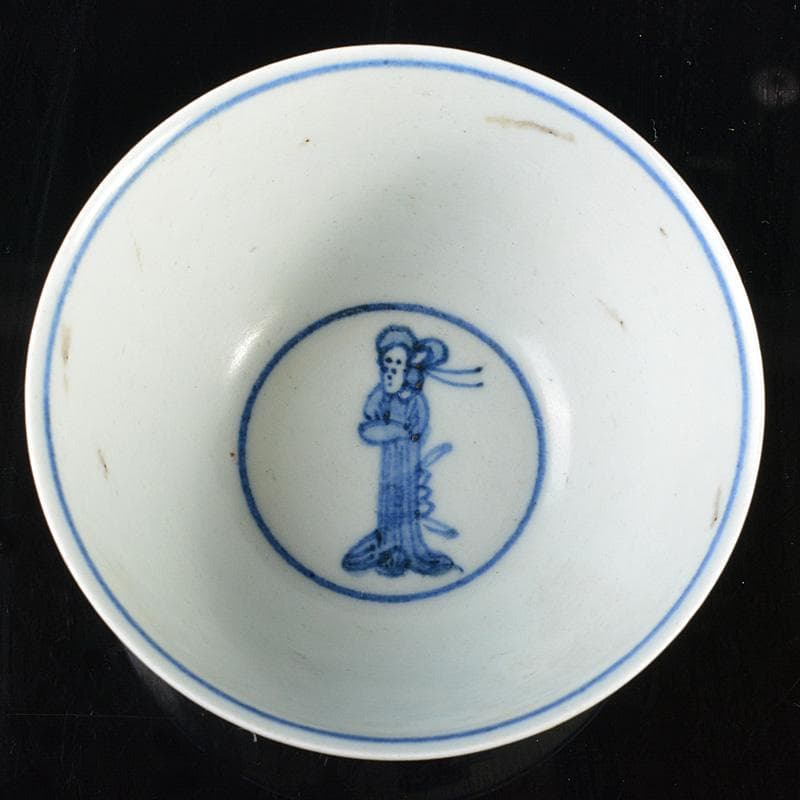 中国　新渡　青花　唐子人物文碗　C　R6442E