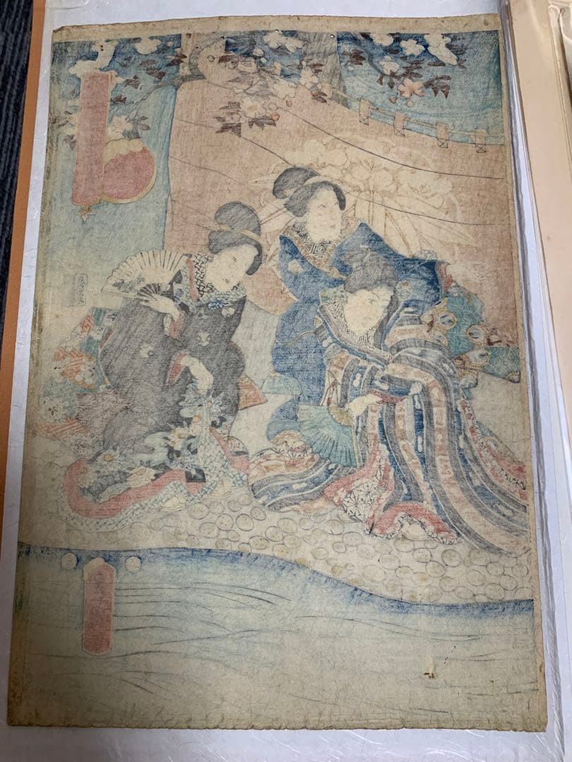 木版画 江戸時代 豐國 大判 浮世絵 美人絵 明治期 錦絵 Ukiyoe 版画