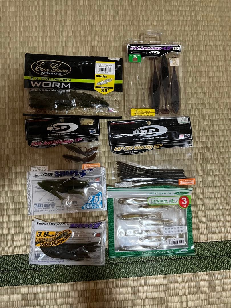 バス釣り引退セット フック、ラバージグ、ワーム