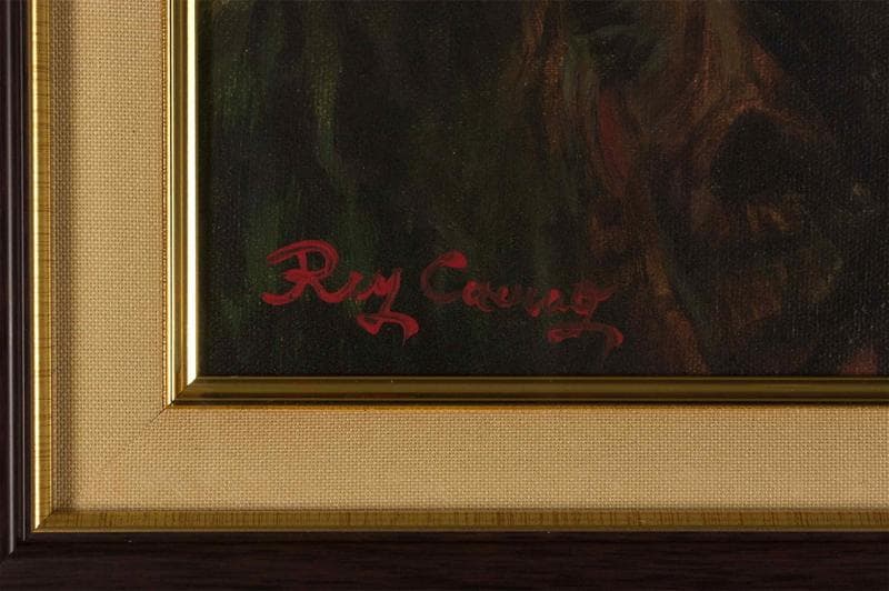 鴨居玲　油彩　肉筆『傷痍軍人』表サイン　裏サイン　F6号　額装　b458