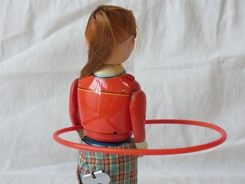 【美品】フラフープガール 1950年代 箱付き ゼンマイ ブリキ (検)ソフビ