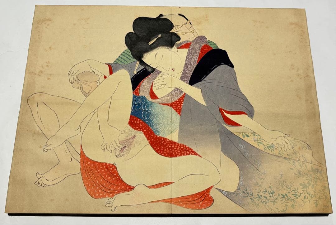 「明治期 彩色木版画春画帖」12図1帖|艶本 浮世絵 木版刷り 和本