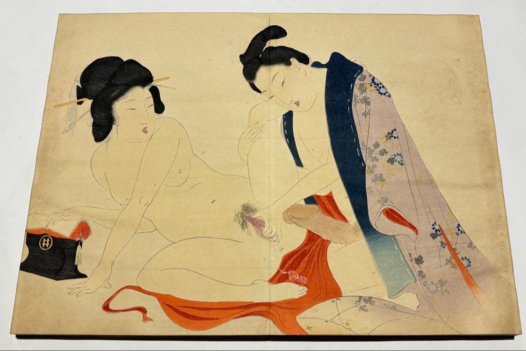 「明治期 彩色木版画春画帖」12図1帖|艶本 浮世絵 木版刷り 和本