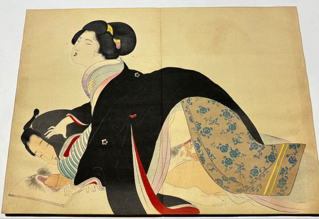 「明治期 彩色木版画春画帖」12図1帖|艶本 浮世絵 木版刷り 和本