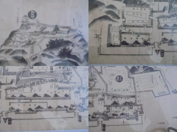 AKａ7174　久松山鳥取城古図　池田家　印刷　額　歴史資料