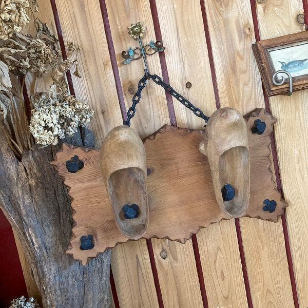 ヴィンテージ*ウッド サインボード*木製 看板*クロンプ木の靴シューズ*店舗什器