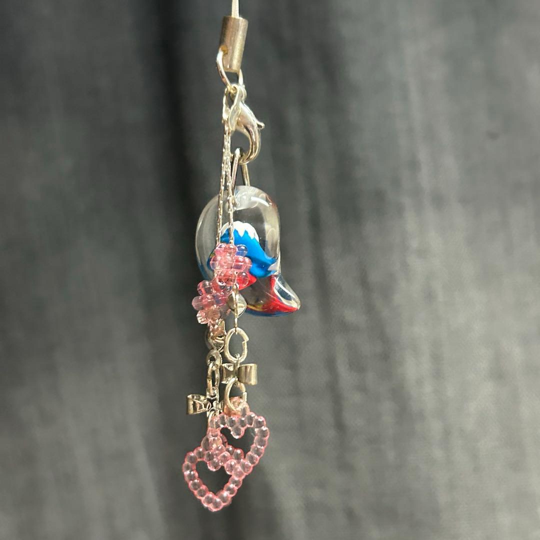 レトロ　富士山デザイン ストラップ ハート型チャーム付き　レア　ご当地