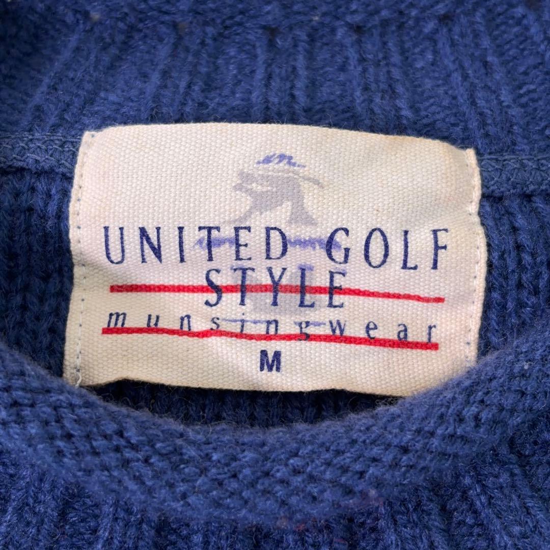 希少90s【マンシングウェア】3Dデザインニット クレイジーパターン 日本製 M