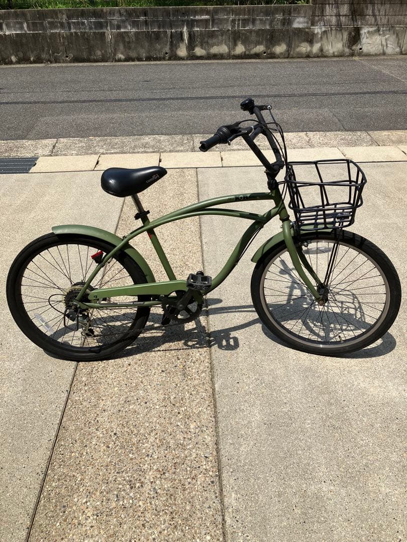 【引き取り限定】KB ビーチクルーザー オリーブ 24インチ