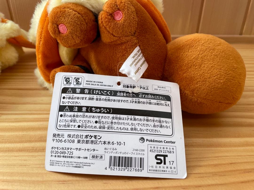【希少】ポケセン沖縄限定 ウインディポンチョのイーブイ ぬいぐるみ 2体タグ付き