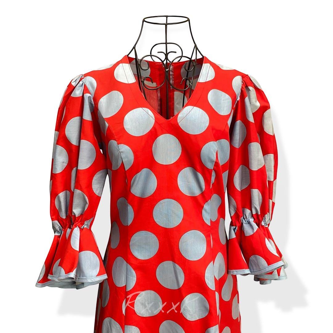 フラメンコ 衣装 ドレス ワンピース 水玉 ドット 赤 大きいサイズ