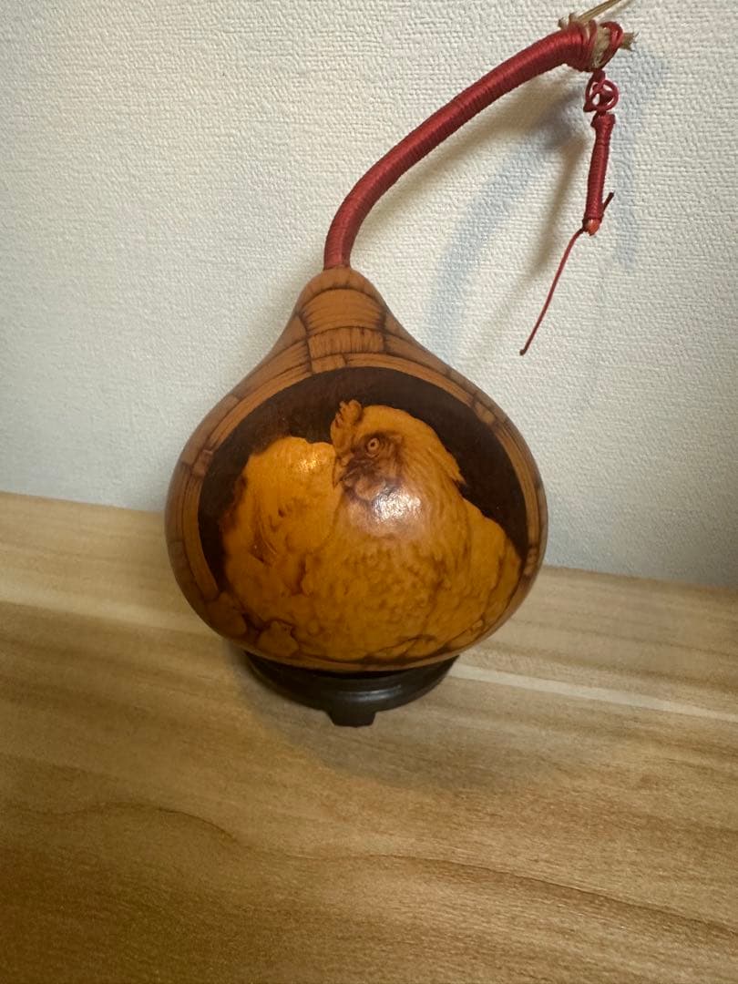 木製ひょうたん型鶏の装飾品焼き絵