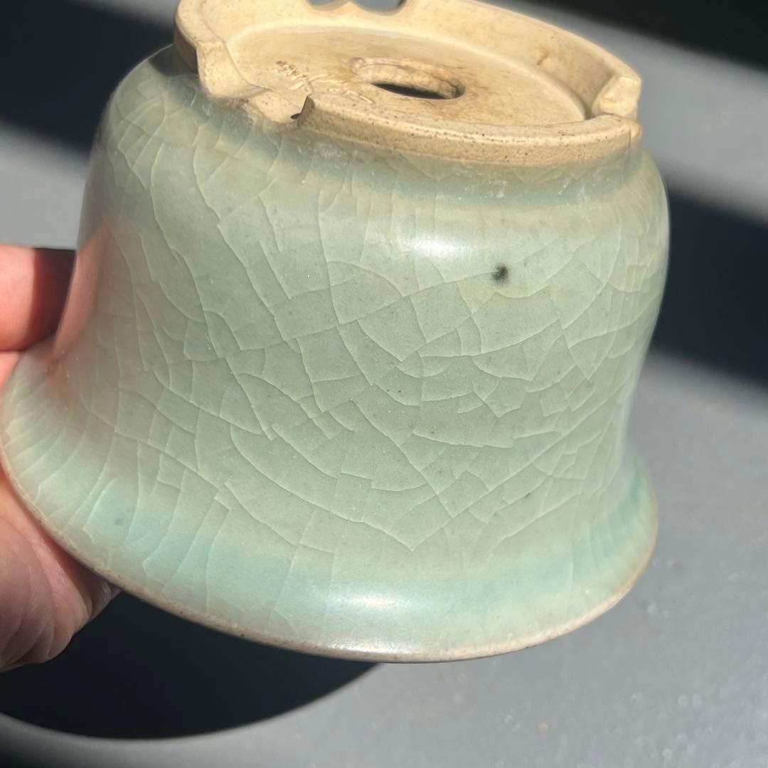 786.美功 窯変丸鉢 盆栽鉢 植木鉢 12.2*7.8cm