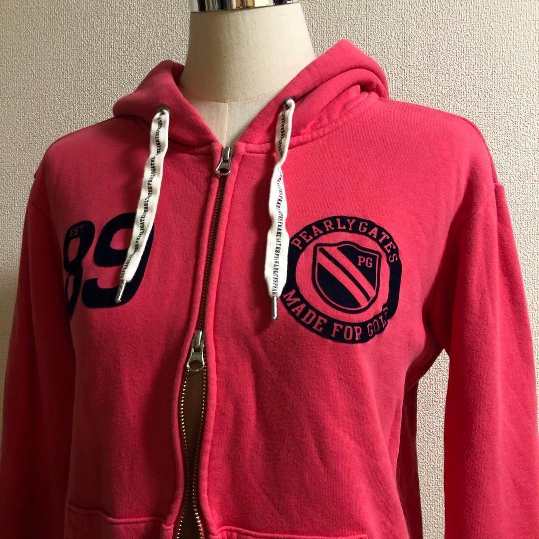 パーリーゲイツ ダブルジップ パーカー 日本製 レッド系 サイズ