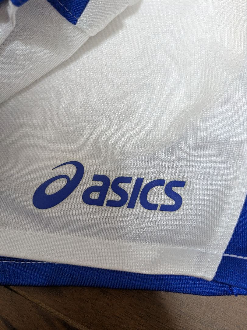 ☆ホワイト×ブルー　アシックス　バレーボール　ゲームパンツ　パンツ　国体