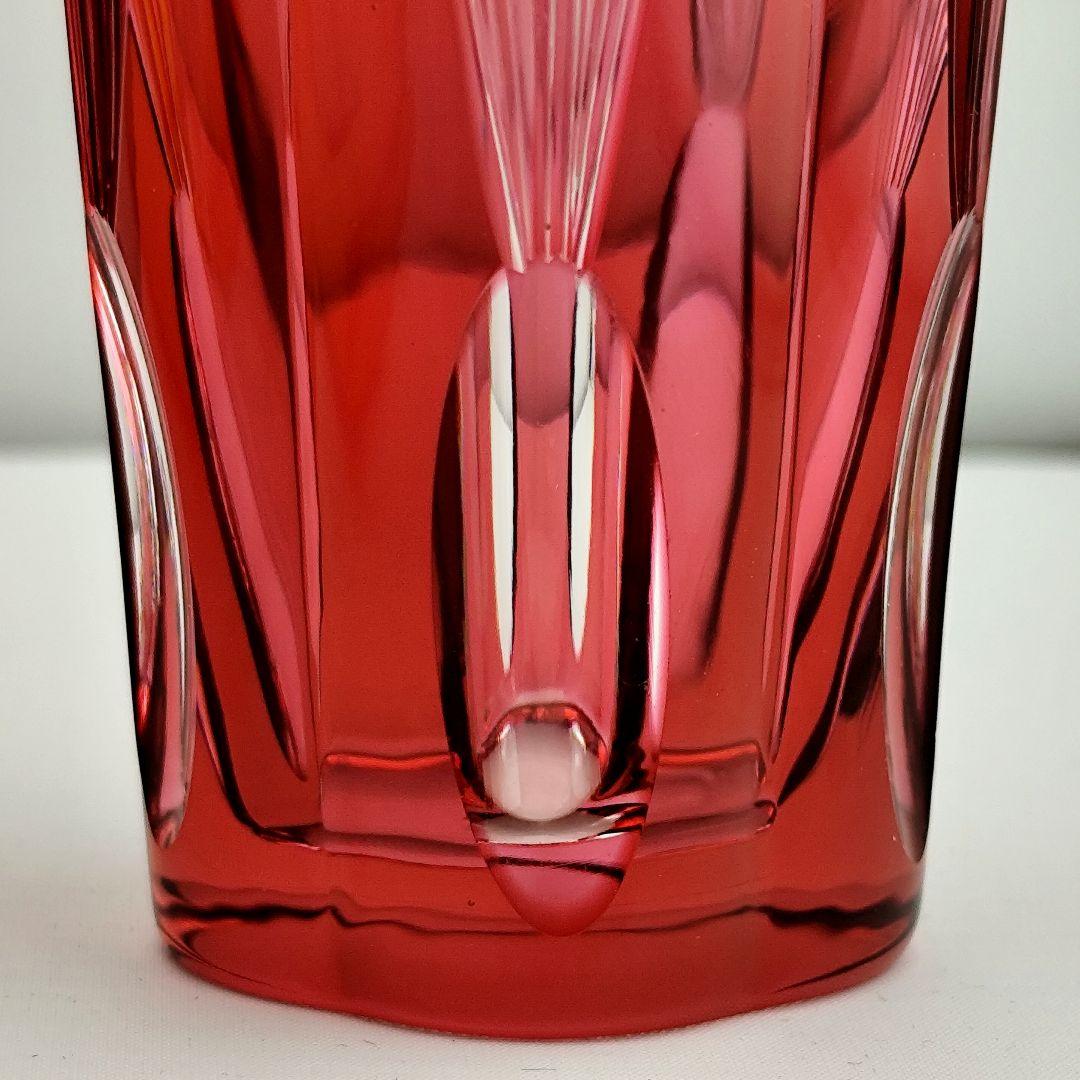 希少品★江戸切子 黒川昭男 金赤被 グラス（切子、江戸切子、薩摩切子）