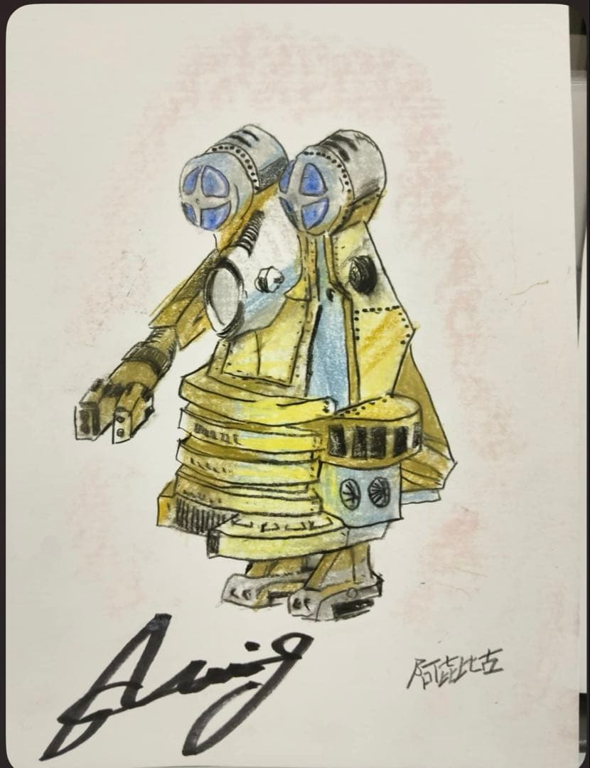特撮デザイナー井口昭彦先生　ビルガモのデザイン当時の復元原画　直筆サイン入り