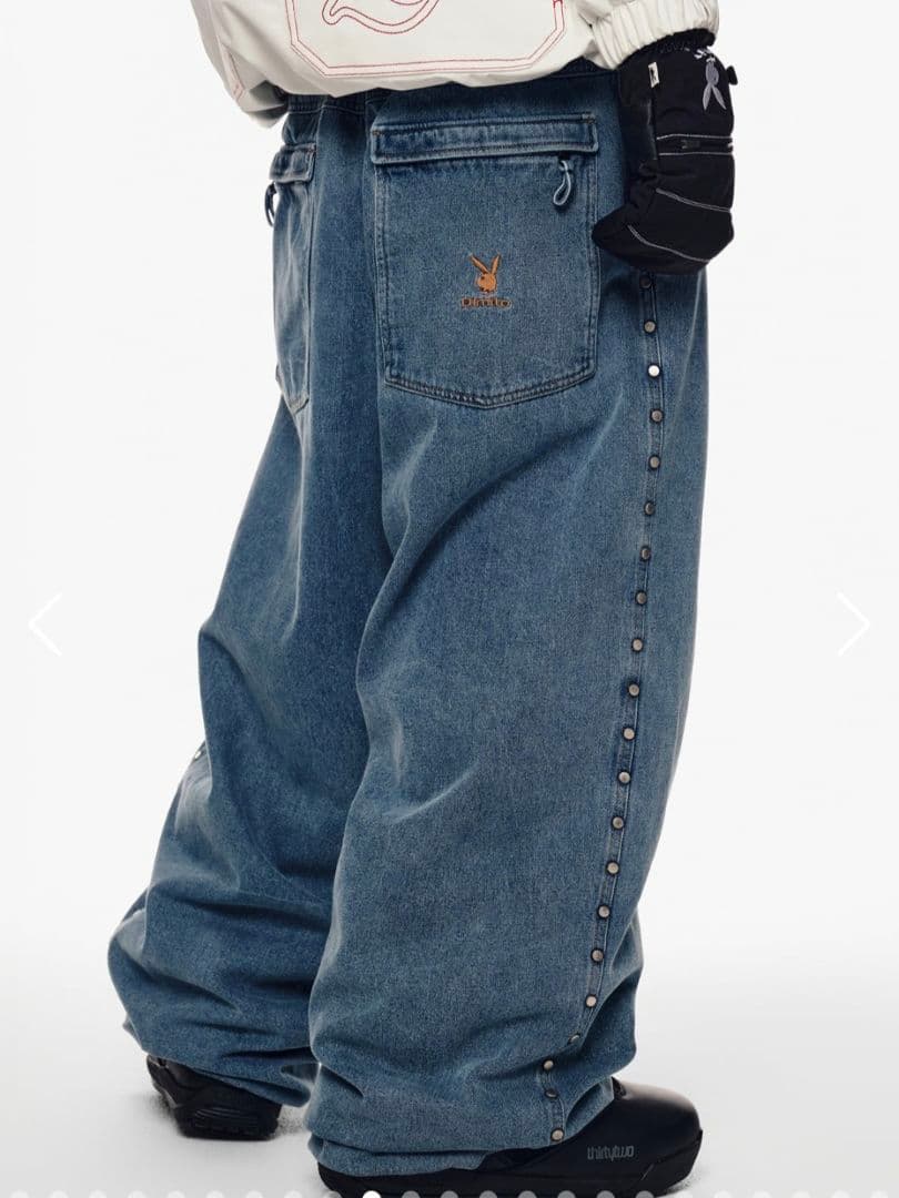 PLAYBOY x DIMITO スタッズデニムパンツ WASHED BLUE