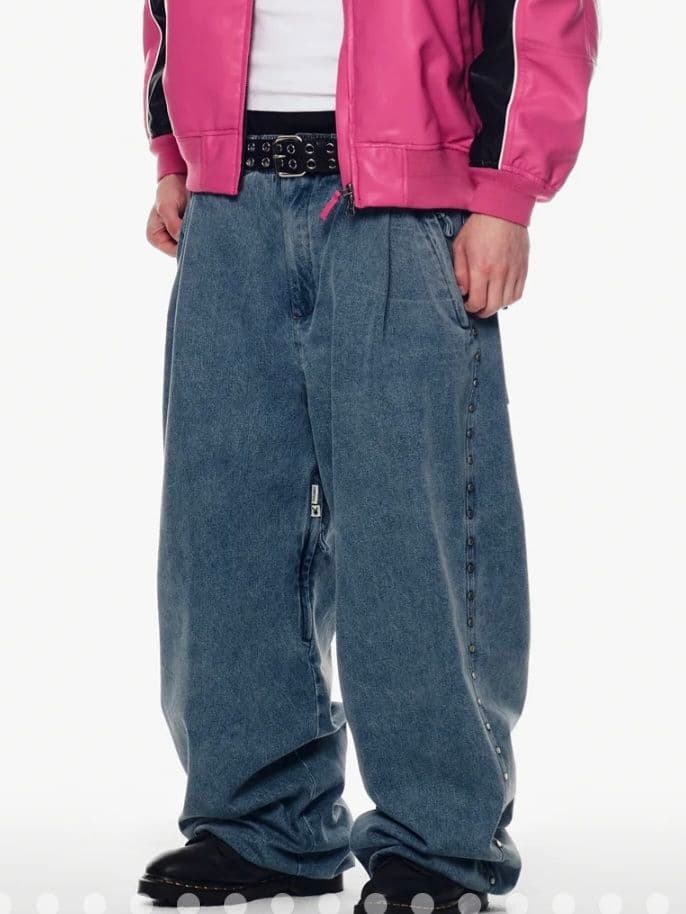 PLAYBOY x DIMITO スタッズデニムパンツ WASHED BLUE