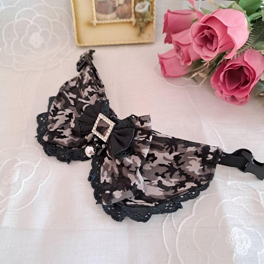 ミリタリーロリータ(迷彩)わんちゃん猫ちゃん用襟付き首輪