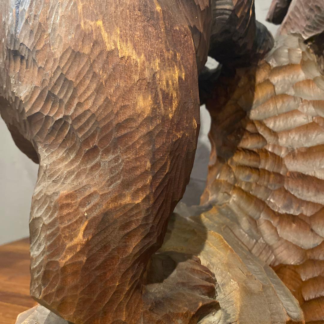 稀少 昭和レトロ 木彫の熊 置物 オブジェ 夫婦 インテリア コレクション