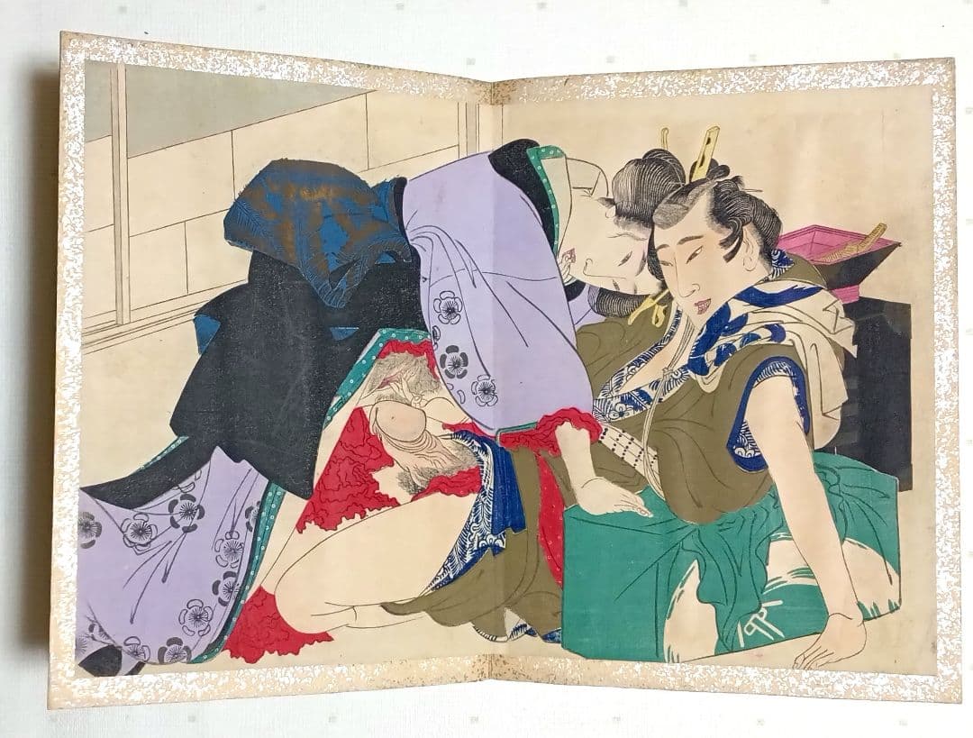 春画画帖浮世絵版画12図柄、版元大黒屋松本平吉、明治期出版