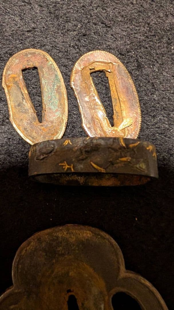 伝統的な鉄製鍔 刀つばつば止め5個セット