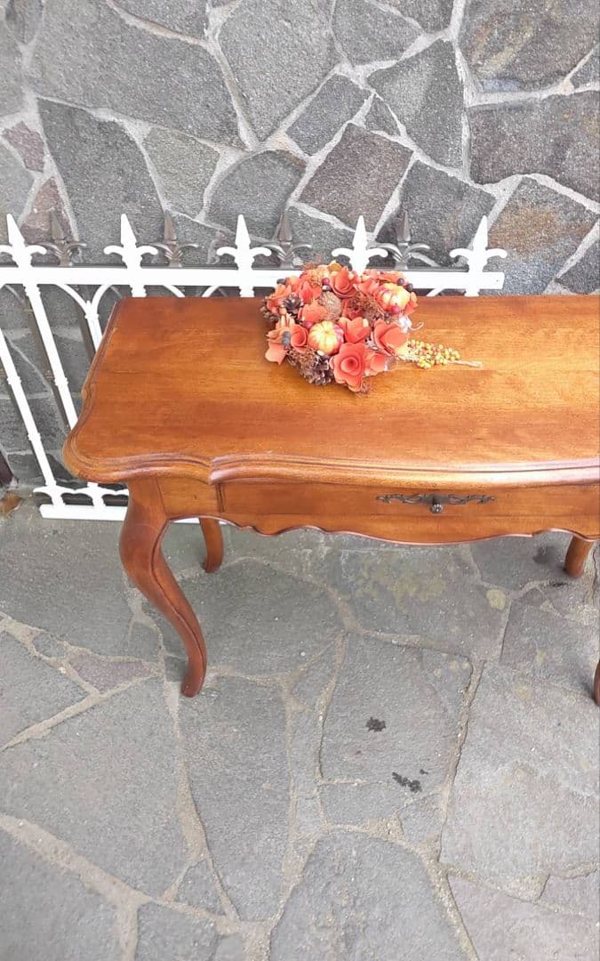 アンティーク木製テーブル 引き出し付き