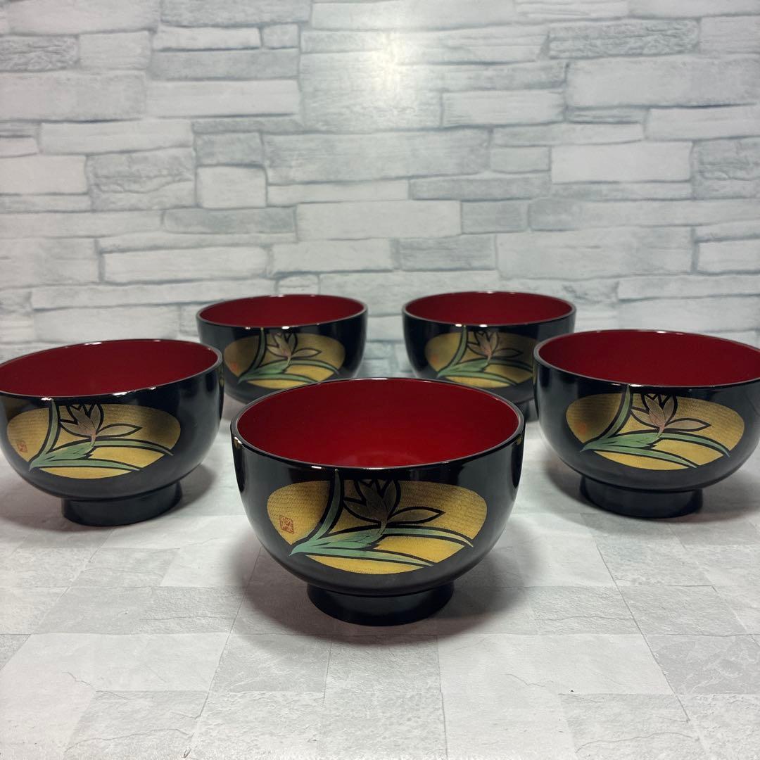 塚田外志男 金箔 汁椀 味噌汁椀 5客