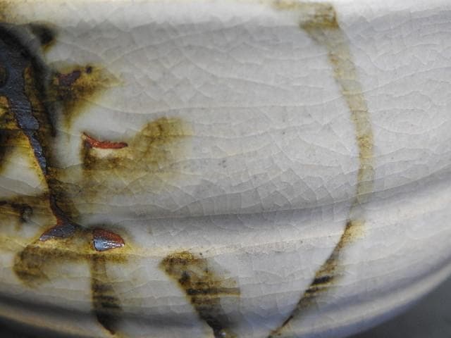 七代窯元大塩正人　赤膚焼　清水公照絵付茶碗　共箱　M1503