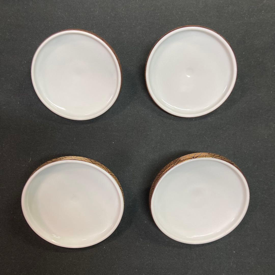 【未使用】九谷焼 金山窯 金彩 七福神蒔絵 湯呑み 大小各2個 4個