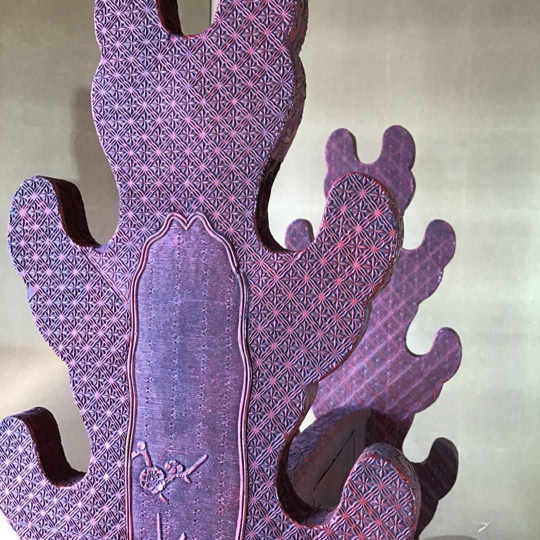 美術館級　極細堆朱　七本掛　刀掛　江戸期桐箱付　江戸期保証　希少　　　　Z3