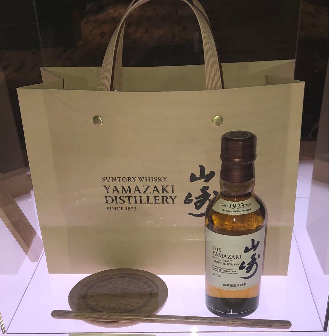 山崎蒸留所 山崎180ml瓶&樽材コースター・マドラー&山崎・響ピンバッジ等