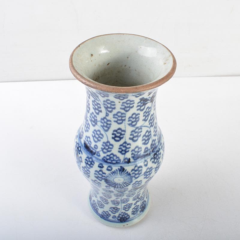 中国　新渡　青花　花文瓶　V　R6030